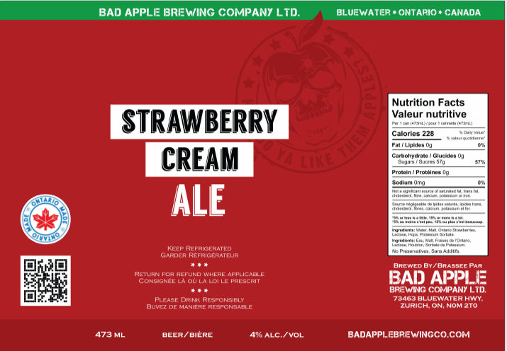 Strawberry Cream Ale – Bad Apple Brewing Company Ltd.